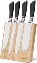 bloc à couteaux magnétique - Porte-couteau magnétique en bambou 23 x 22,5 cm - Organisateur pour couteaux et ustensiles de cuisine - Marron clair
