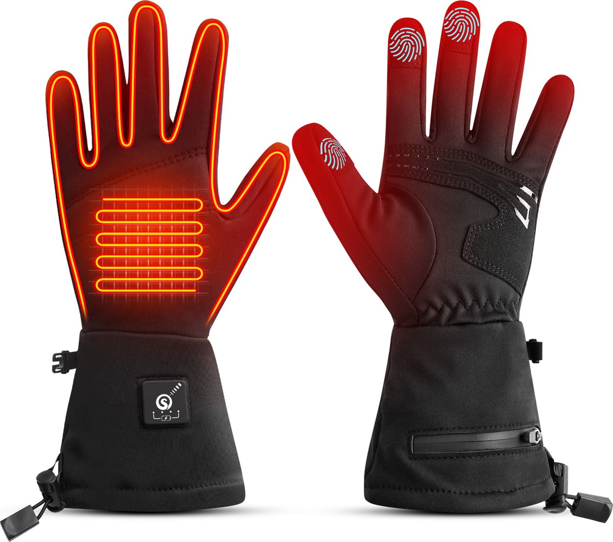 JuKa Toronto Heat - Elektrisch verwarmde handschoenen - Oplaadbare Accu met kabel - Heated gloves - Unisex - Zwart - Winter