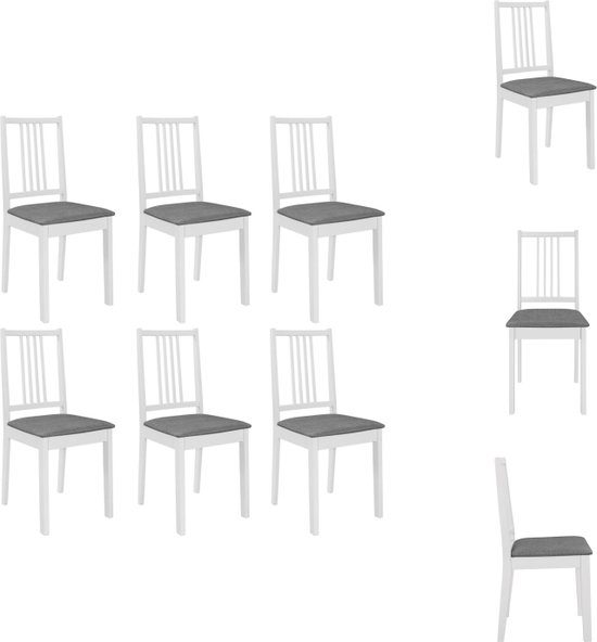 vidaXL Eetstoelen set Klassiek - 6-delig - Massief Hout - 40x49x88.5cm - Wit en Grijs - Eetkamerstoel