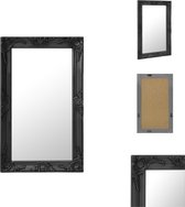 vidaXL Wandspiegel Barok Zwart 50x80 cm - Houten Frame - Spiegel