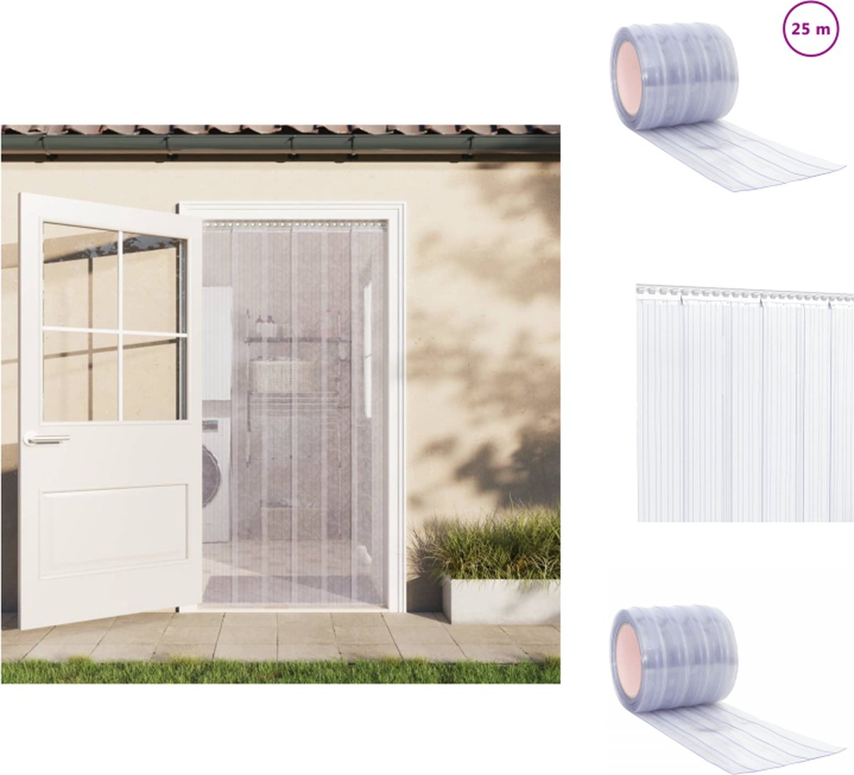 VidaXL Deurgordijn PVC 200 mm x 1.6 mm Transparant Multifunctioneel Gordijn