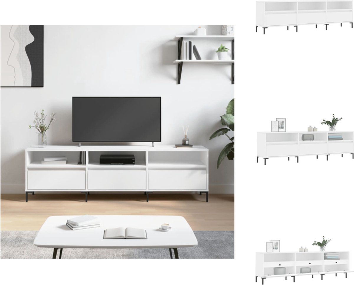 VidaXL TV-meubel Bewerkt Hout 150 x 30 x 44.5 cm Wit Kast