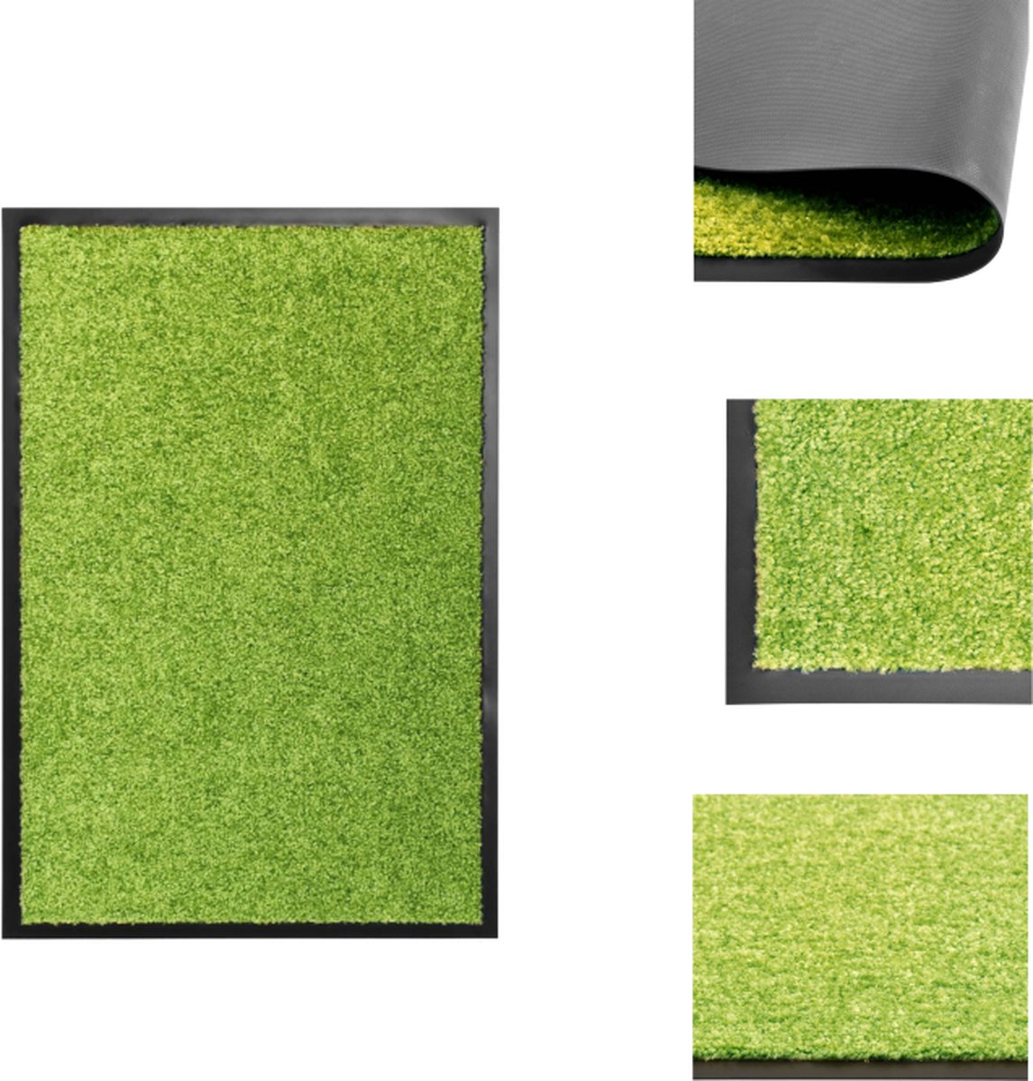 VidaXL Deurmat Binnen Buitenmat 60 x 40 cm Groen Polyamide PVC Deurmat