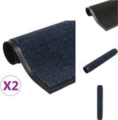 vidaXL Droogloopmat - Anti-slip - Mat van getuft polypropyleen - Blauw - 120 x 180 cm - 5.5 mm hoog - 1.960 g/m² - Inclusief 2 matten - Deurmat