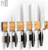 Porte-couteau magnétique - Bande de couteaux pour mur - Porte-couteau en bois d'acacia - Aimant de couteau