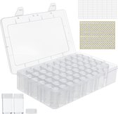 Kurtzy 60 Pak Doorzichtig Plastic Kralen Opslag Organizer Doos met Verwijderbare Containers - 10 ml Compartimenten met Deksels - Diamond Dot Schilderkralen, Sieraden, DIY Nailart, Oorbel en Glitter