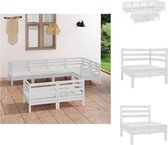 vidaXL Pallet Lounge Set - Wit - Hoek/middenbank- 63.5 x 63.5 x 62.5 cm - Massief grenenhout - Tuinset