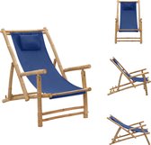 vidaXL Chaise de terrasse en Bamboe - Bleu marine - Dossier réglable - 60x106x90 cm - Chaise de jardin