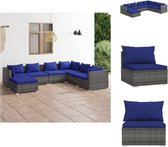 vidaXL Poly Rattan Tuinset - Grijs - Modulair Design - Waterbestendig materiaal - Stevig frame - Comfortabele kussens - Tuinset