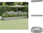 vidaXL Ovale plantenbak - 373 x 140 x 36 cm - Zilver - Gepoedercoat staal - Bloempot