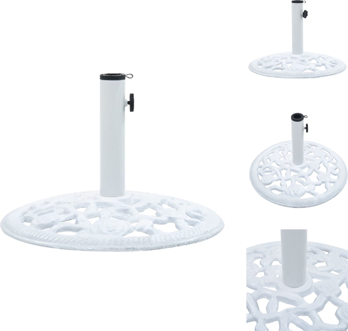 Bol.com vidaXL Parasolvoet - Parasolvoeten - Parasol Voet - Parasol Voet - Parasolvoet 12 kg 48 cm gietijzer wit aanbieding