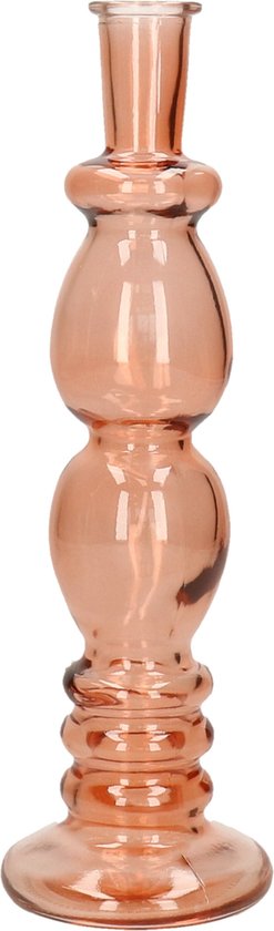 Kaarsen kandelaar Florence - oranje glas - helder - D9 x H28 cm