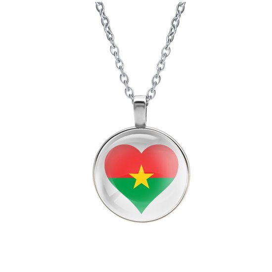 Ketting Glas - Hart Vlag Burkina