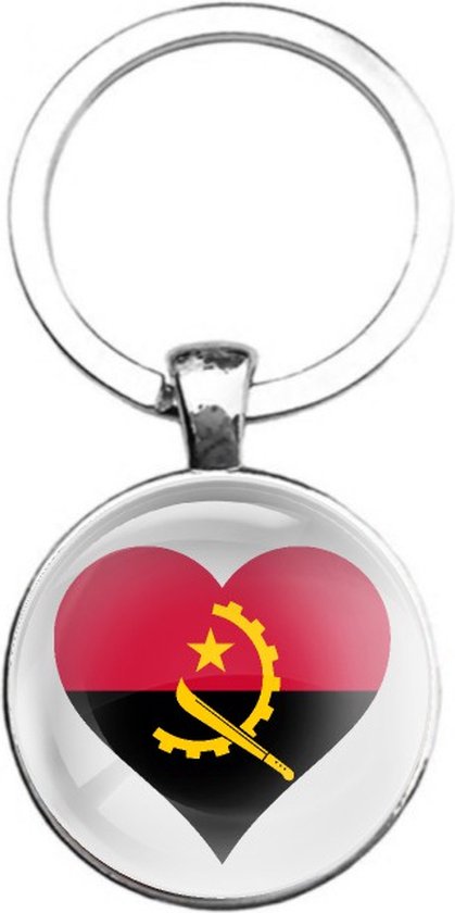 Sleutelhanger glas - hart Angola-vlag