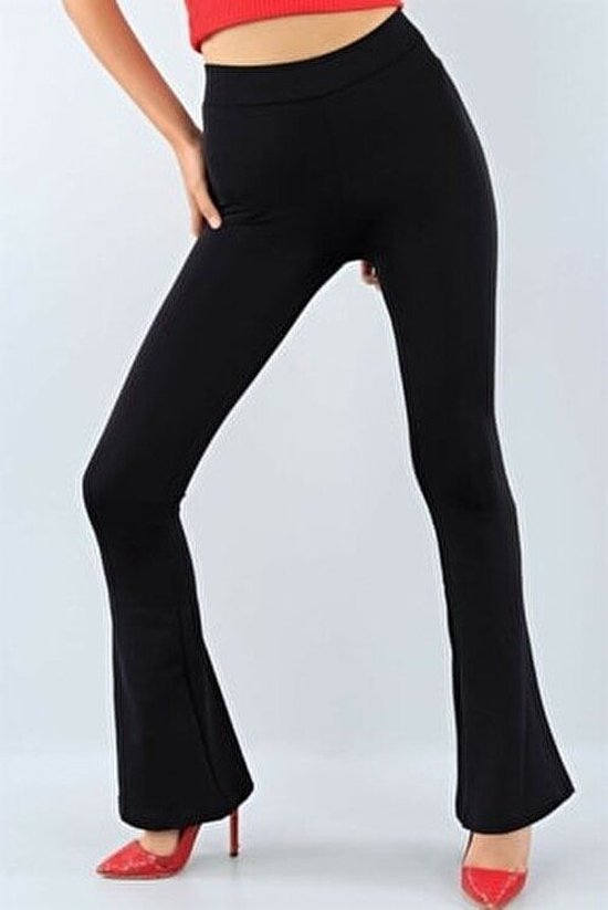 Pantalon pour femme en crêpe jambe large | Noir
