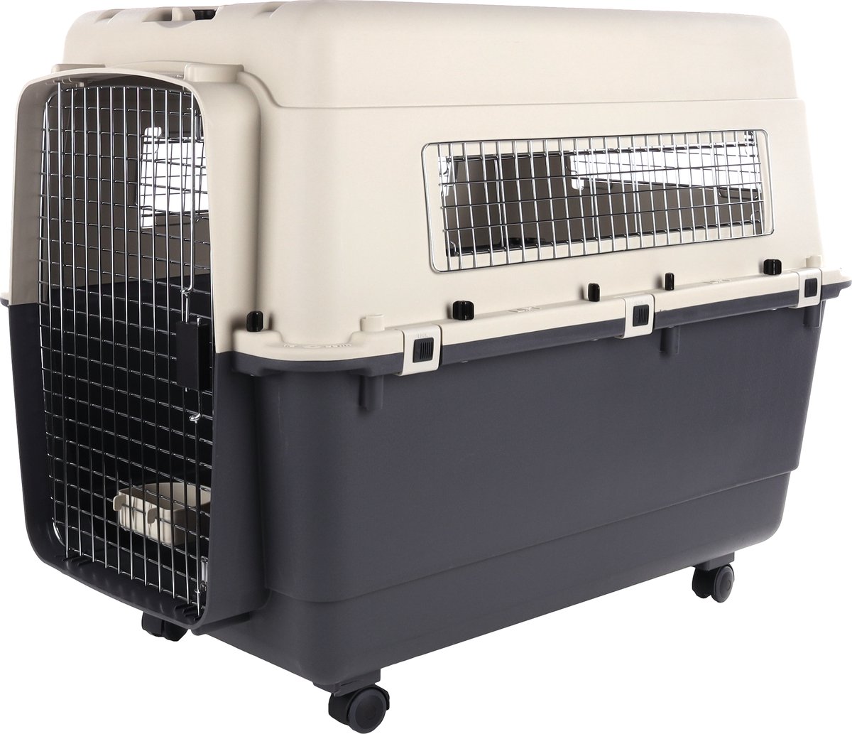 Bol.com Transportbox hond XXL 100×70×75 cm – Flamingo Transportkooi Nomad Donkergrijs aanbieding