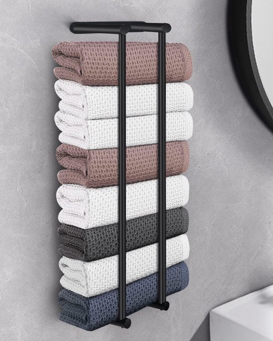 Handdoekhouder voor aan de muur, 76 cm, handdoekhouder voor badkamer