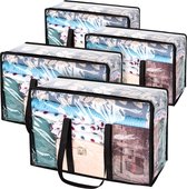 4-pack doorzichtige kledingopbergzakken, grote opbergdoos voor onder het bed met deksel, plastic waszakken met ritssluitingen voor kleding, dekbedden, dekbedden, dekens