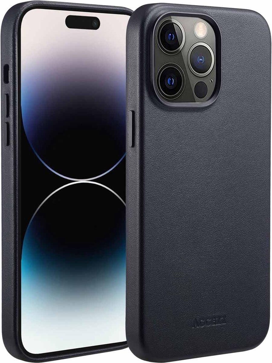 Accezz Hoesje Geschikt voor iPhone 14 Pro Max Hoesje - Accezz Geschikt voor MagSafe Leather Backcover - Zwart