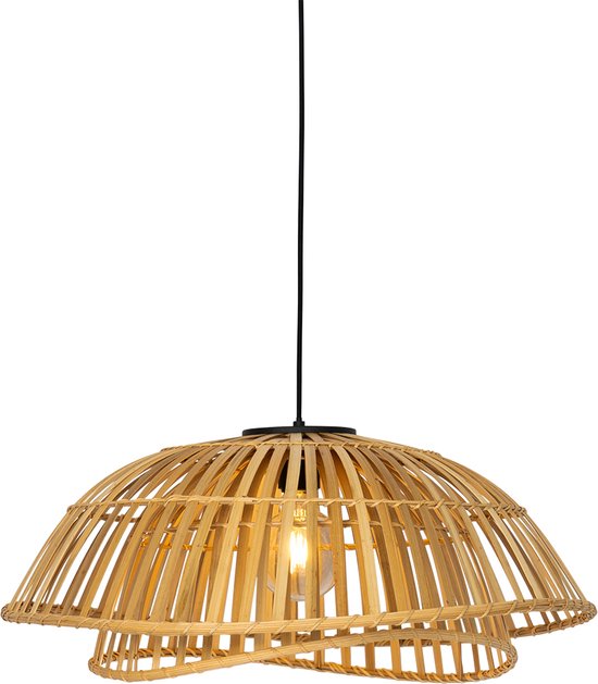 QAZQA pua - Lampe suspendue orientale au-dessus de la table à manger | dans salle à manger - 1 lumière - Ø 62 cm - Naturel - Salon | Chambre à coucher | Cuisine
