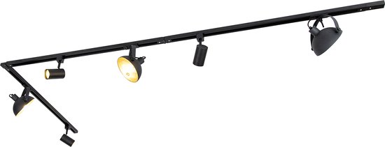 QAZQA magnax - Moderne Spot railsysteem verlichting, railverlichting geschikt voor led - 3 lichts - L 285.5 cm - Zwart Goud - Woonkamer | Slaapkamer | Keuken