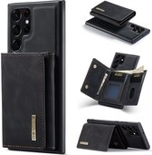 DG Ming Coque pour Samsung Galaxy S24 Ultra - Coque arrière avec porte-carte magnétique - Étui de téléphone avec porte-carte à l'arrière Zwart