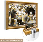 MuchoWow® Glasschilderij 90x60 cm - Schilderij acrylglas - Kunst - Oude meesters - Lijsten - Goud - Foto op glas - Schilderijen