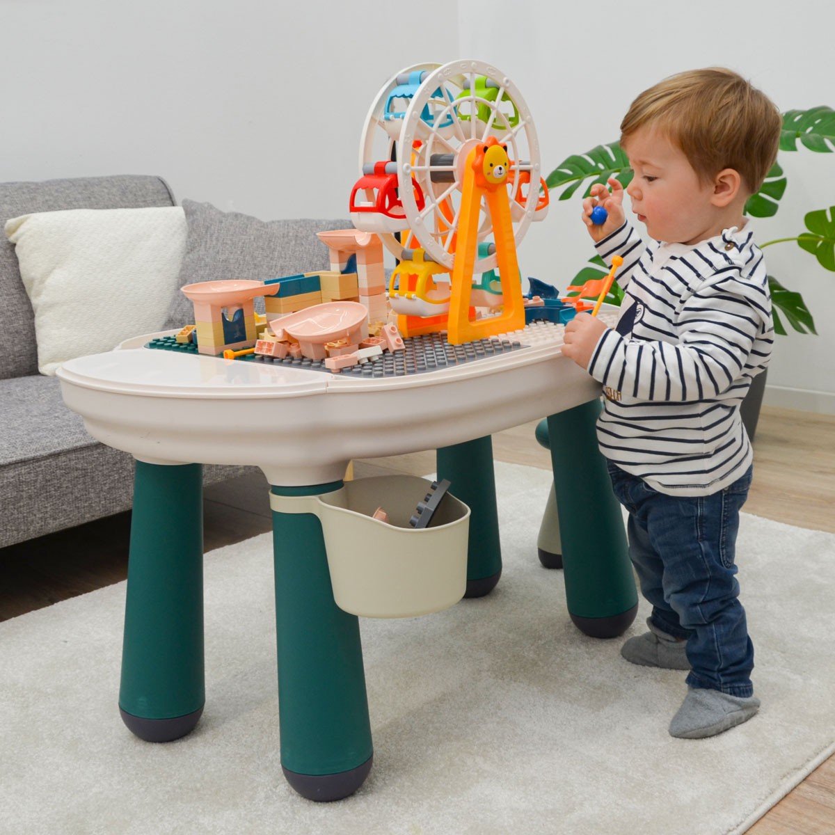 Table de jeu 3 en 1 - Compatible LEGO DUPLO - Table et chaise pour enfants  - 1 an et plus