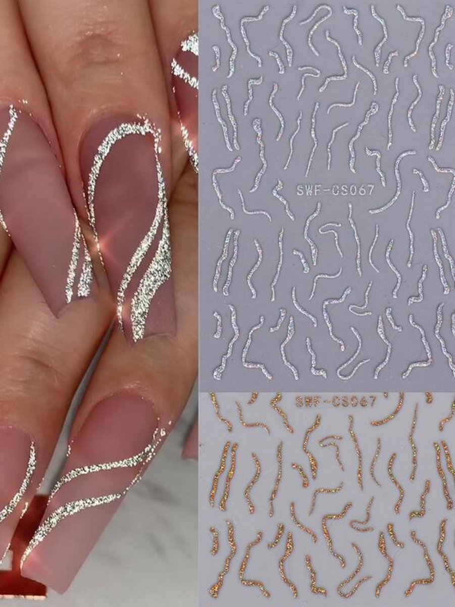 Goedkoopste Nagelstickers nail art (2 velletjes - Goud & Zilver) - Nail Art Stickers Glitter - Nagelstickers Velletjes Zelfklevend - Nagellak stickers - Nagelstickers kinderen - Nail Art Stickers Decoratie - Nagel Stickers marmer