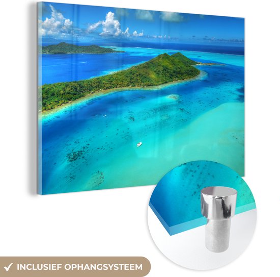 Les îles Bora Bora en Glas 30x20 cm - petit - Tirage photo sur Glas (décoration murale en plexiglas) / Mer et plage