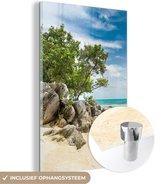 MuchoWow® Peinture sur verre 120x180 cm - Peinture sur verre acrylique - Plage - Pierres - Mer - Été - Photo sur verre - Peintures