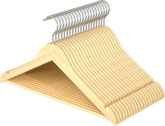 SONGMICS Houten kledinghangers met inkepingen en draaibare haak