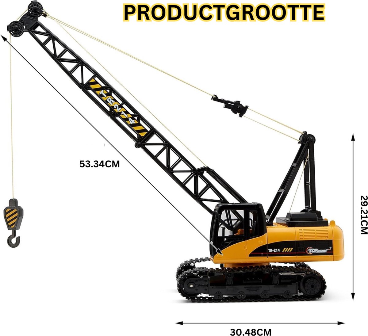 Grue Télécommandée 1:16 Cheffery - 13 Canaux, Lumières, Sons, Brume - Jouet Construction Enfant 6+ Ans