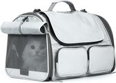 Kattentransportbox, opvouwbare kattentransportbox, hondentransportbox met reistas, transportbox voor katten/honden tot 22kg, lichtgrijs