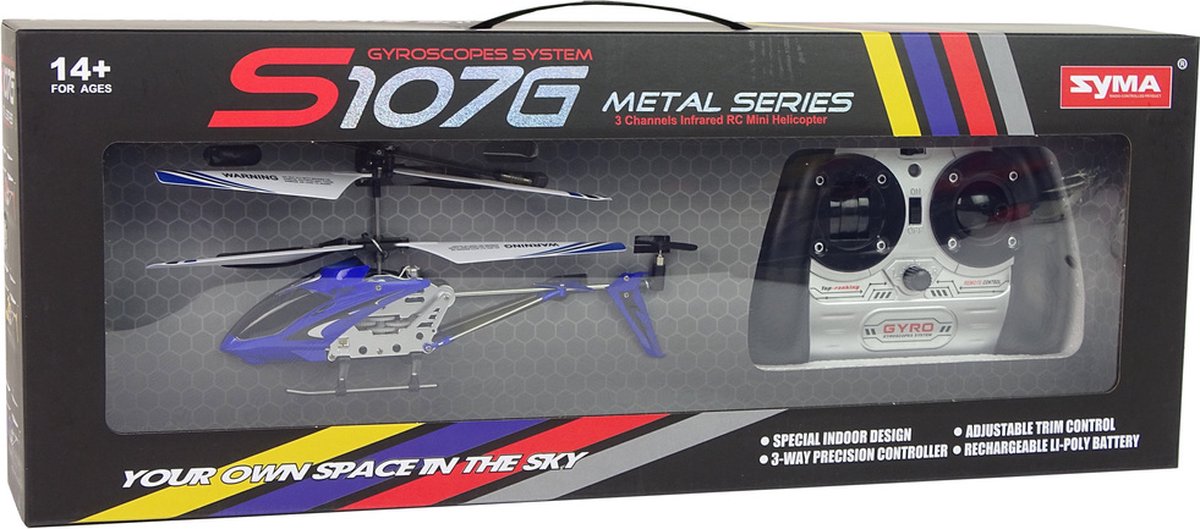 Syma S107G RC helikopter - met 3 Kanaal vliegroute - blauw/wit — cadeau in Spellen & Speelgoed - foto 3