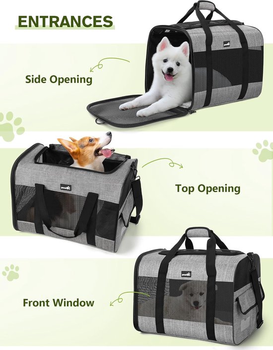 Goedkoop Feandrea Opvouwbare Hondenbench, Draagbare Reiskrat Voor Kleine Honden 60 X 42 X 42 Cm Zwart