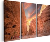 Artaza Canvas Schilderij Drieluik Todghakloof Rivier in Atlas, Marokko - 90x60 - Foto Op Canvas - Canvas Print