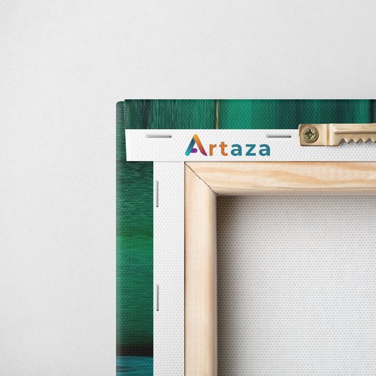 Artaza Peinture sur Toile Quadriptyque Art Abstrait - Vert avec Or - 160x120 - Groot - Photo sur Toile - Impression sur Toile