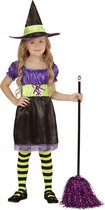 WIDMANN - Zwart paars en geel heks kostuum voor kinderen - 104 (2-3 jaar) - Kinderkostuums