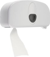 Toiletrol dispenser gemaakt van ABS plastic voor 2 systeemrollen van PlastiQline 2020