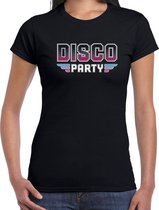 Disco party feest t-shirt zwart voor dames XS