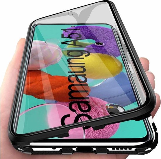 Huisdieren lichten goedkoop Samsung Galaxy A51 Magnetisch Hoesje Met Glazen screen protector - Zwart |  bol.com