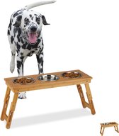 relaxdays voerbak hond met standaard - hondenvoerbak - met 3 eetbakken - set - voederbak L
