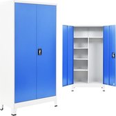 Lockerkast met 2 deuren 90x40x180 cm metaal grijs en blauw