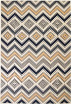 Vloerkleed modern zigzag ontwerp 80x150 cm bruin/zwart/blauw