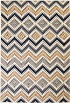 Vloerkleed modern zigzag ontwerp 160x230 cm bruin/zwart/blauw