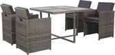 5-delige Tuinset met kussens poly rattan grijs