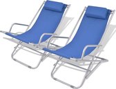 Terrasstoelen verstelbaar 2 st staal blauw