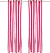 Gordijnen met metalen ringen 2 st 140x225 cm stof roze streep