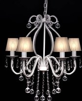 Kroonluchter Maria Theresa 6-armig met lampenkapjes wit